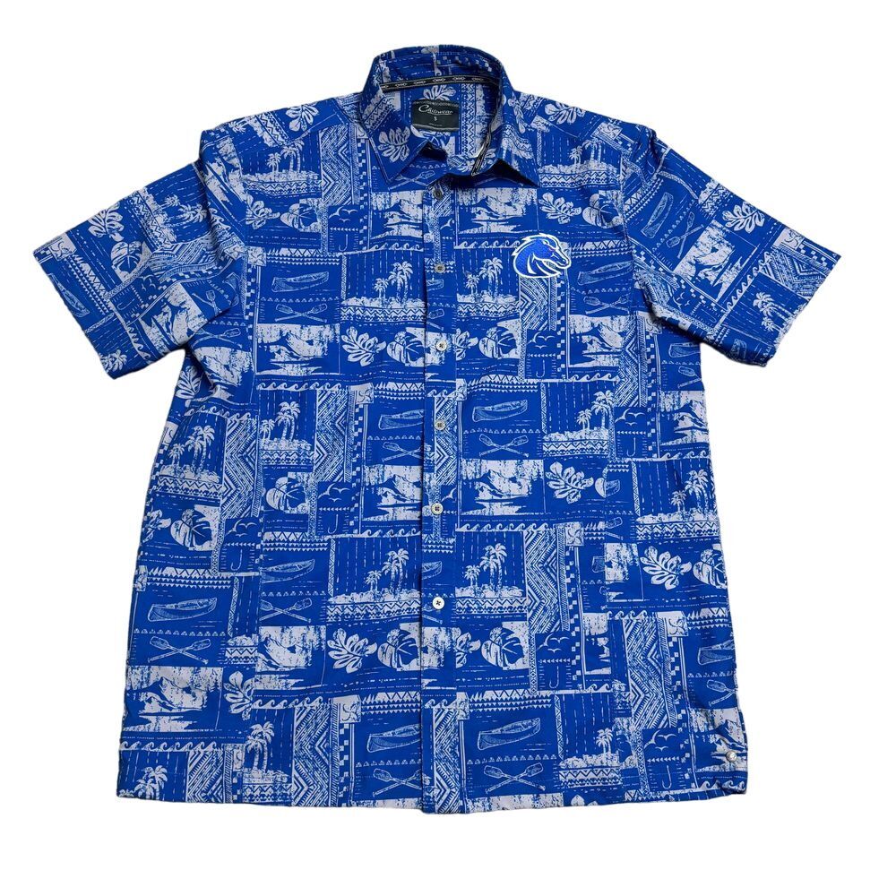 Boise State Broncos Mens Small Blue Hawaiian Short Sleeve Hawaiian Shirt